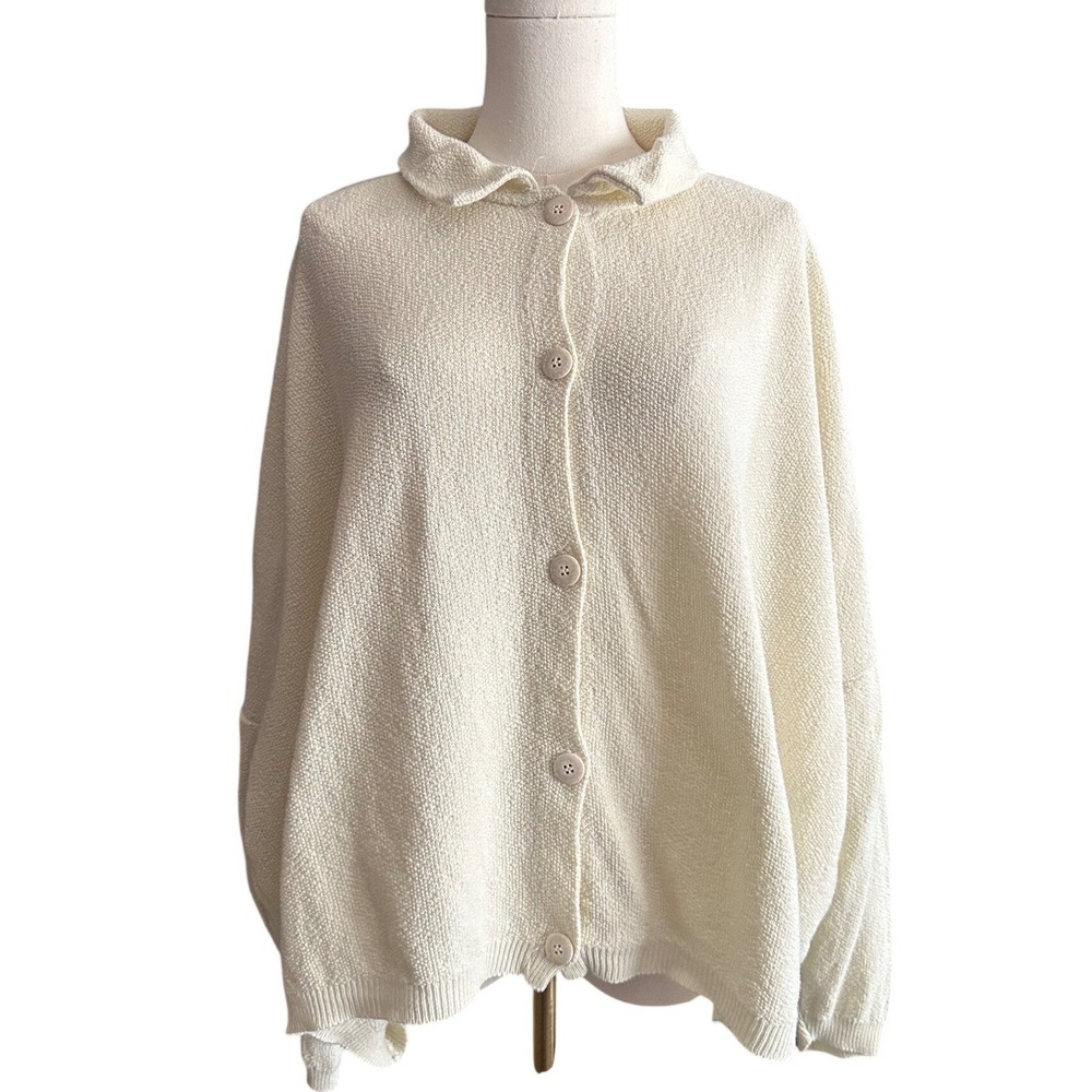 Vintage Stephanie Schuster Princess Knitwear Cream‎ Cardigan Sweater USA OSFM